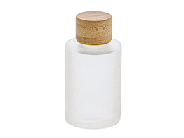 Bouteille avec bouchon a vis en bambou 30 ml depoli