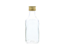 Glazen flesje rechthoekig 40ml met gouden dop