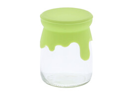 Yoghurt jar with silicone lid lemon