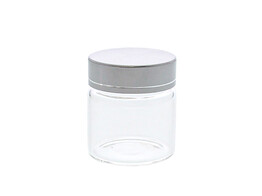 Glass jar with silver coloured lid SM