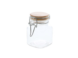 Square jar with wooden lid SM