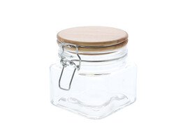 Square jar with wooden lid 500ml