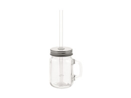 Drinking cup with lid and transparent straw SM