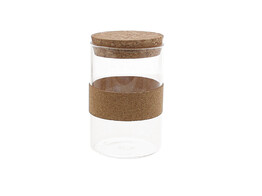 Glass jar with cork ring and round lid high
