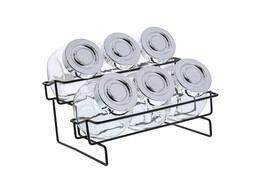 Metal rack black with 6 jars with screw lid 210ml S/7