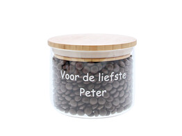 Jar bamboo lid  Voor de liefste Peter  MED