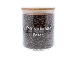 Jar bamboo lid  Voor de liefste Peter  GM
