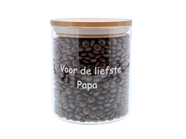 Voorraadpot bamboe deksel  Voor de liefste Papa  GM