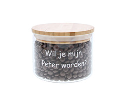 Jar bamboo lid  Wil je mijn Peter worden   MED