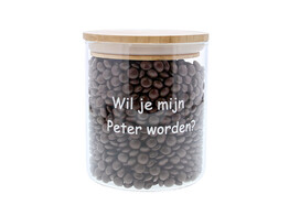 Jar bamboo lid  Wil je mijn Peter worden   GM