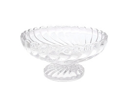 Glass platter on feet ribbed LM