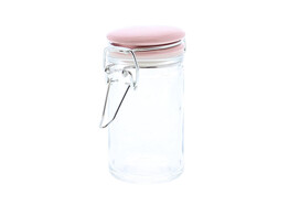 Jar cylinder metal clasp pink