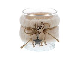  Plush  theelichthouder eland en ster KM beige
