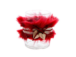  Plush  porte-bougie avec 2 coeurs GM bordeaux
