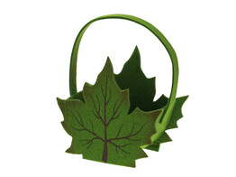 Herfstblad mandje met oor 15cm groen