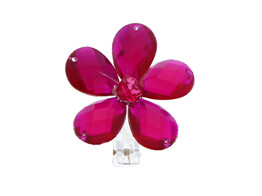 Geslepen bloem op speld fuchsia
