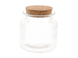 Jar ribbed with cork 700ml