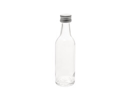 Bouteille en verre ronde 50 ml avec bouchon en argent