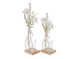 Teelichthalter Blumen in Vase S/2