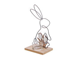 Lapin en metal noir photophore