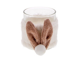  Curly plush  porte-bougie avec oreilles de lapin PM blanc