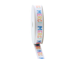 Ruban satin  Party time  MERCI 15mm x 20m couleur 140