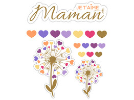 Raamsticker blinkend  Dandelion  Je t aime Maman