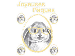 Window sticker glossy  Bunny Genius  Joyeuses Paques yellow
