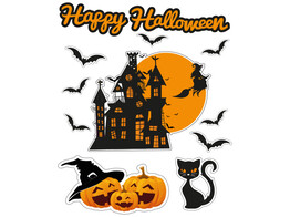 Deco fenetre autocollant brillant  Scene  Happy Halloween