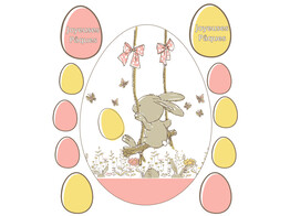 Deco fenetre autocollant brillant  Bunny swing  oeuf Joyeuses Paques