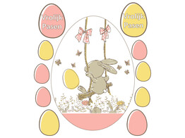 Deco fenetre autocollant brillant  Bunny swing  oeuf Vrolijk Pasen
