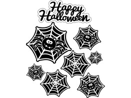 Deco fenetre autocollant brillant  Cobweb  Happy Halloween