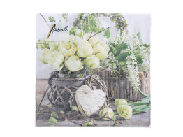 Napkin White tulips 33cm x 33cm