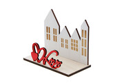 Tafereel  Love  tekst - huizen 18cm