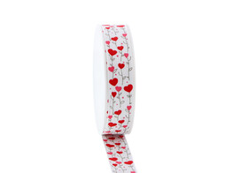 Band Heart Bloom 25mm x 18m wei  - rot Farbe 20