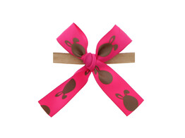 Schleife mit Clip Satin  Bunny Ears  6 x 6 cm  2 Schlaufen  15 mm  Farbe 55 fuchsia