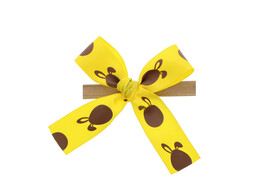 Schleife mit Clip Satin  Bunny Ears  6 x 6 cm  2 Schlaufen  15 mm  Farbe 14 gelb