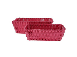 Basket banded reed rectangular S/2 raspberry